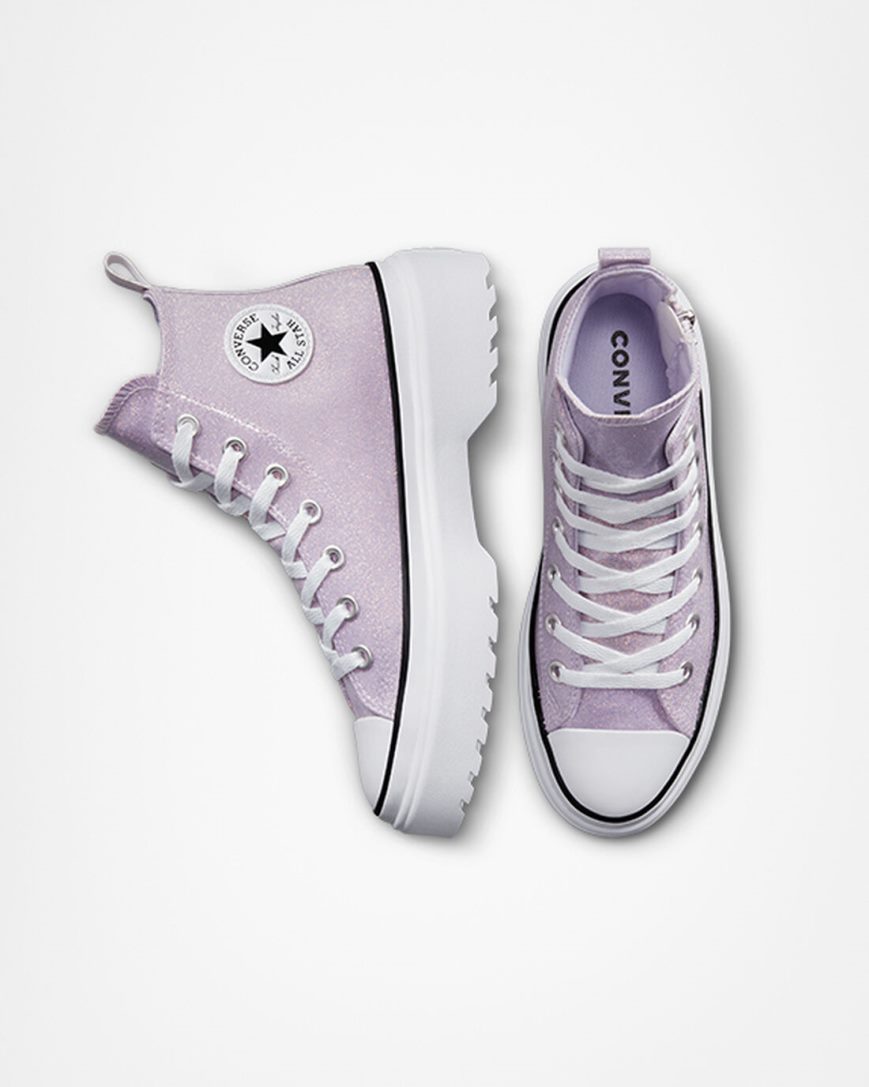 Topanky Na Platforme Converse Chuck Taylor All Star Lugged Lift Glitter Vysoke Dievcenske Nachový Biele Čierne | SK BECM116